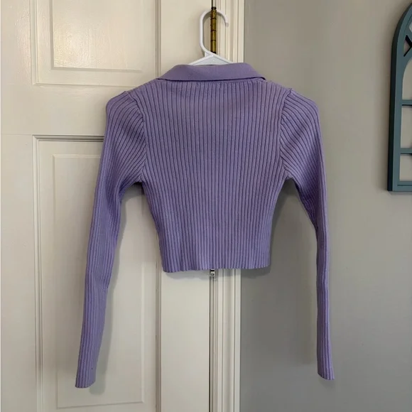 Forever 21 Lavender Ribbed Zip-Up Shirt - Picture 4 of 5